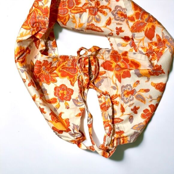 Free People Small convertable bandeau orange & white floral new with tags - Picture 6 of 14
